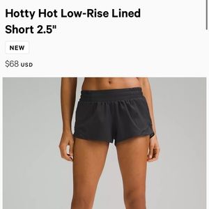 Lululemon Hotty Hot 2.5 in Short Black